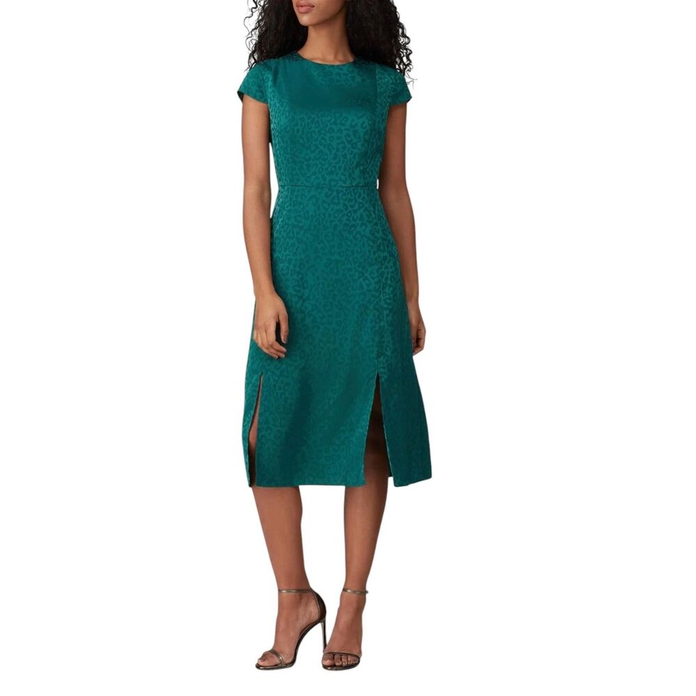 Ted Baker Bellana Leopard Jacquard Leopard Printed Crepe Midi Dress Size 2